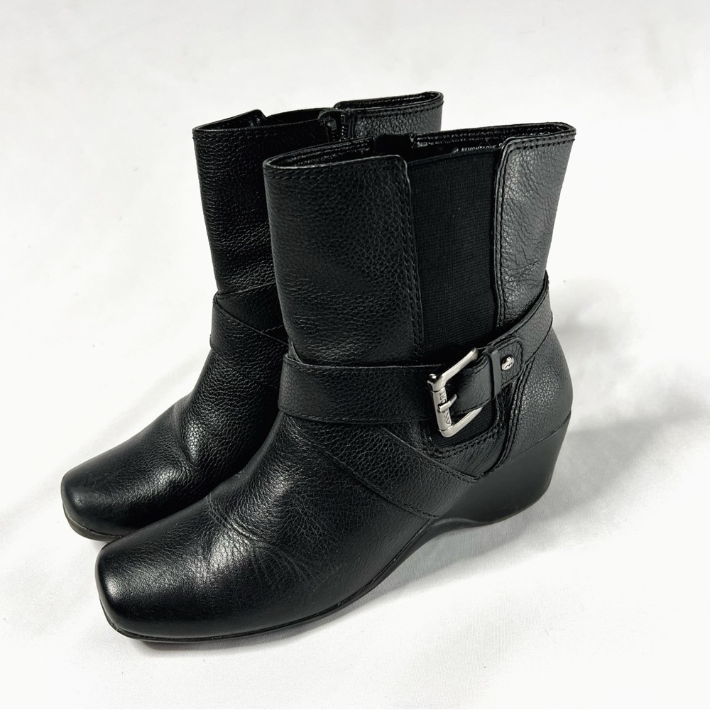 Anne Klein Montague Genuine Leather Ankle Harness Boots Black Size 8 - Picture 2 of 8